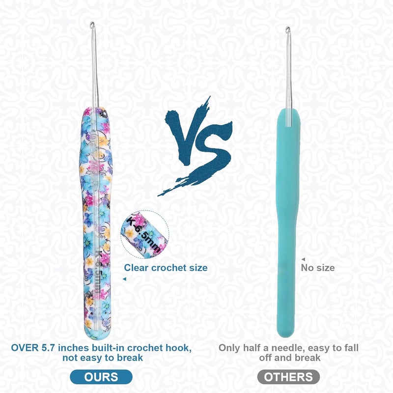 BCMRUN Crochet Hooks Set,14 Size 2.25mm(B)-10mm(N) Extra Long Crochet Needles Ergonomic Handle Smooth Hooks Knitting Needles Kit, DIY Knit Needles Weave Yarn Set, Christmas Crochet Gift (Blue) - Image 5